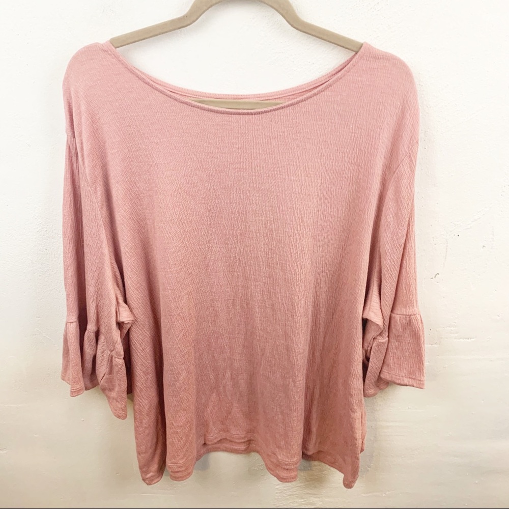 Old Navy l Plus Size Pink Textured Bell Sleeve Top